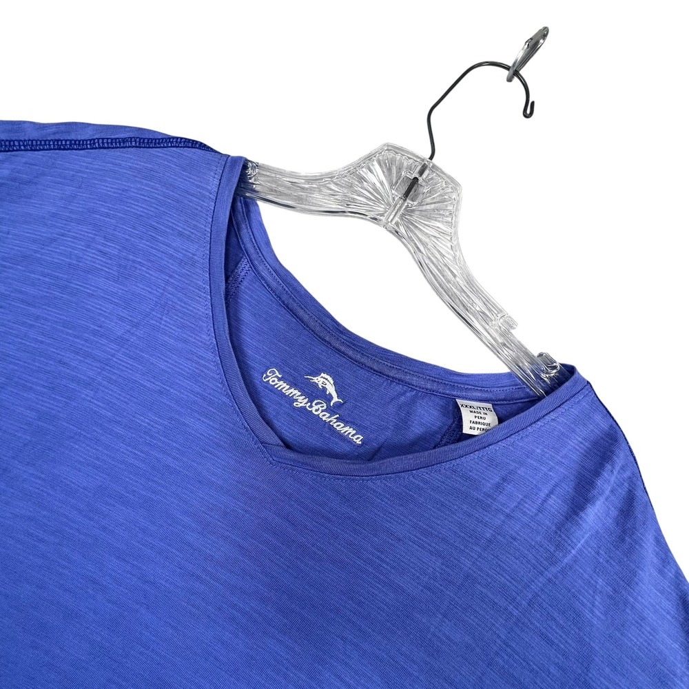 Tommy Bahama T-Shirt Mens XXXL Blue Pima Cotton V-Neck Slub Short Sleeve